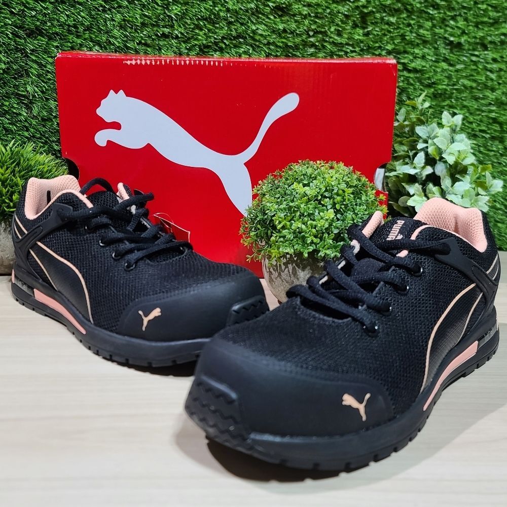 PUMA Safety Levity Knit Low work shoes Black/Peach US Women's 7 New